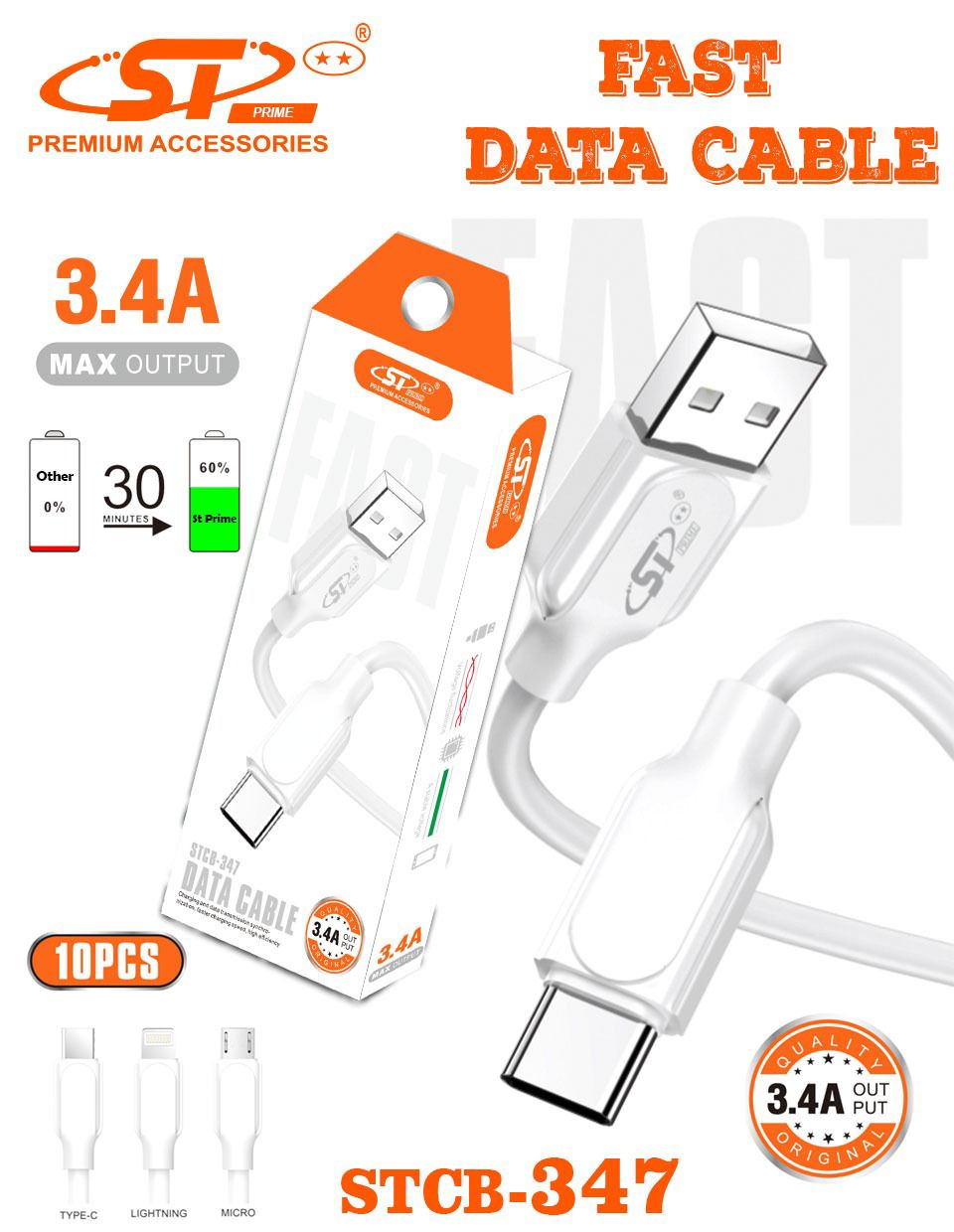 iPhone 3.4 Amp fast Charging Data Cable